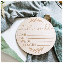 Load image into Gallery viewer, wooden BIRTH announcement disc

