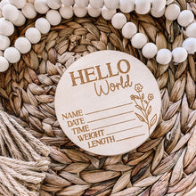 Load image into Gallery viewer, wooden BIRTH announcement disc

